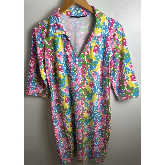 Katherine Way Shift Dress Made in USA Large Versaway 3/4 Sleeve Collared VNeck - Picture 2 of 9